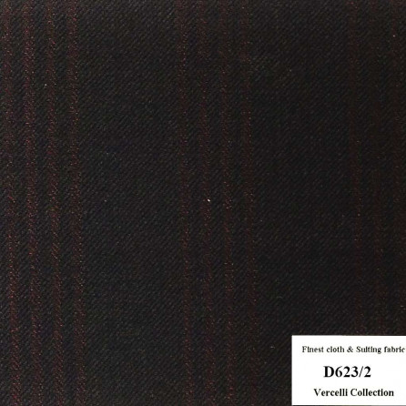 D623/2 Vercelli CXM - Vải Suit 95% Wool - Xanh Dương Sọc Nâu